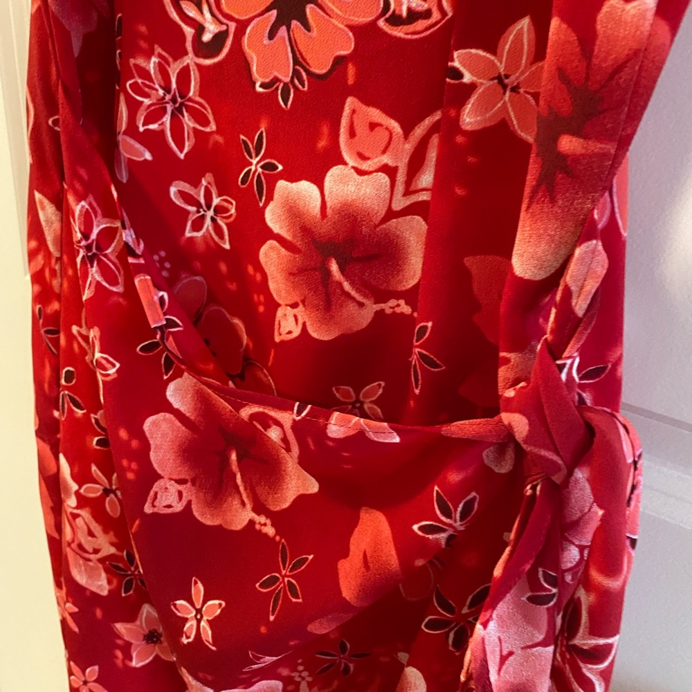 Summer Sleeveless Red and White Floral Maxi Dress  Size 5 Jonathan Martin USA - Picture 8 of 10